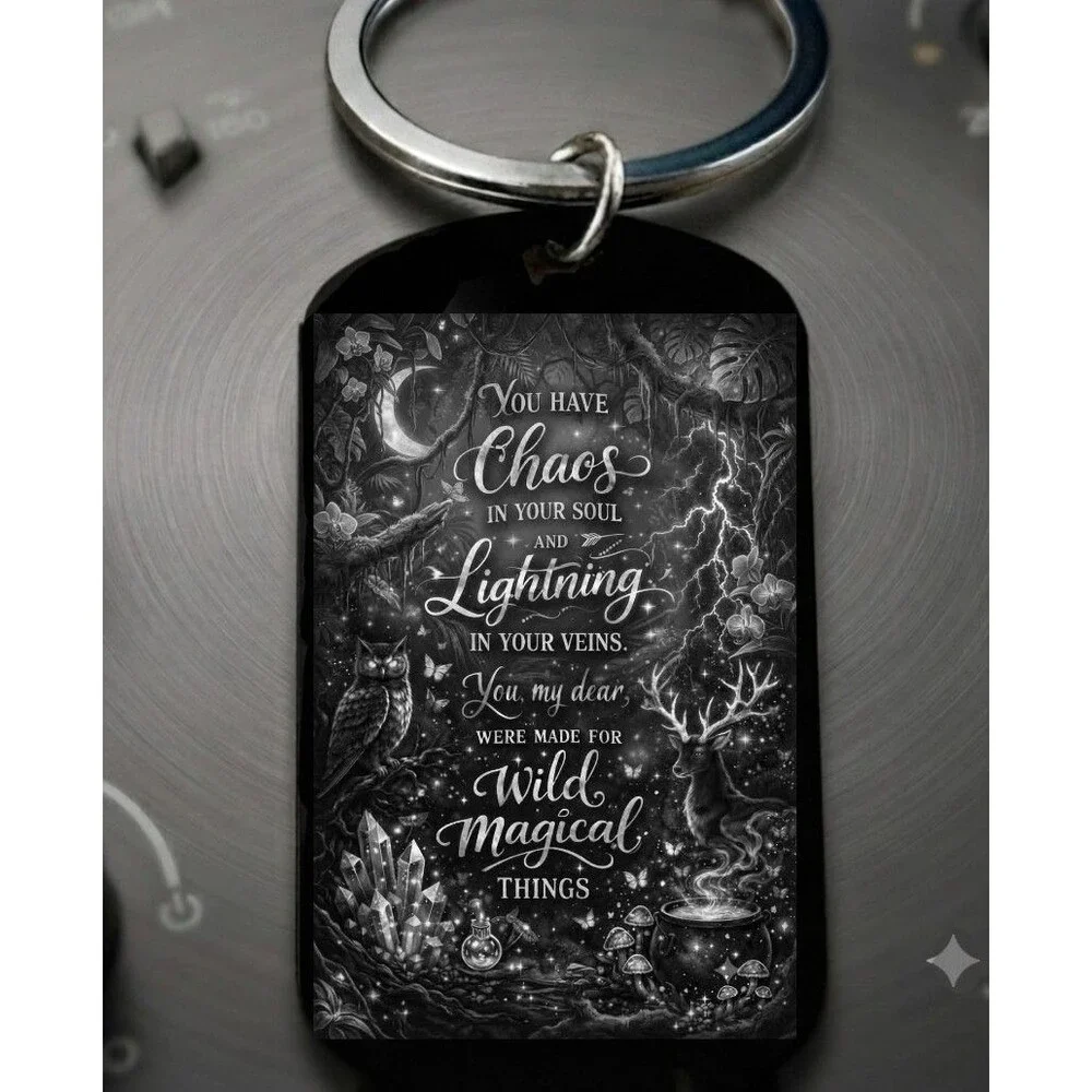 Chaos Soul Wold Life Amazing Grace Beautiful Stainless Keychain Moon Star Kiss
